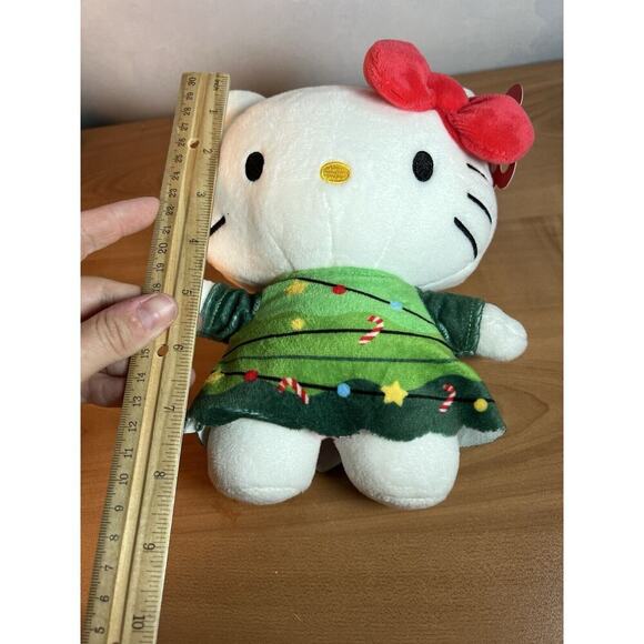 Sanrio HELLO KITTY Christmas Tree Dress Holiday Plush Stuffed Toy 8" NEW - Picture 7 of 7